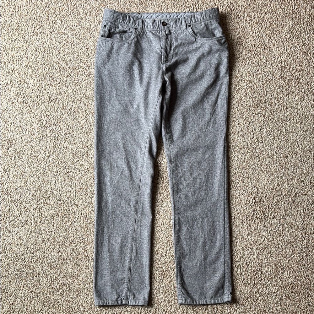 Peter Millar Men’s Gray Soft Brushed Flannel 5 Pocket Pants 35